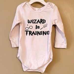 Harry Potter "Wizard In Training" white long sleeve onesie/bodysuit